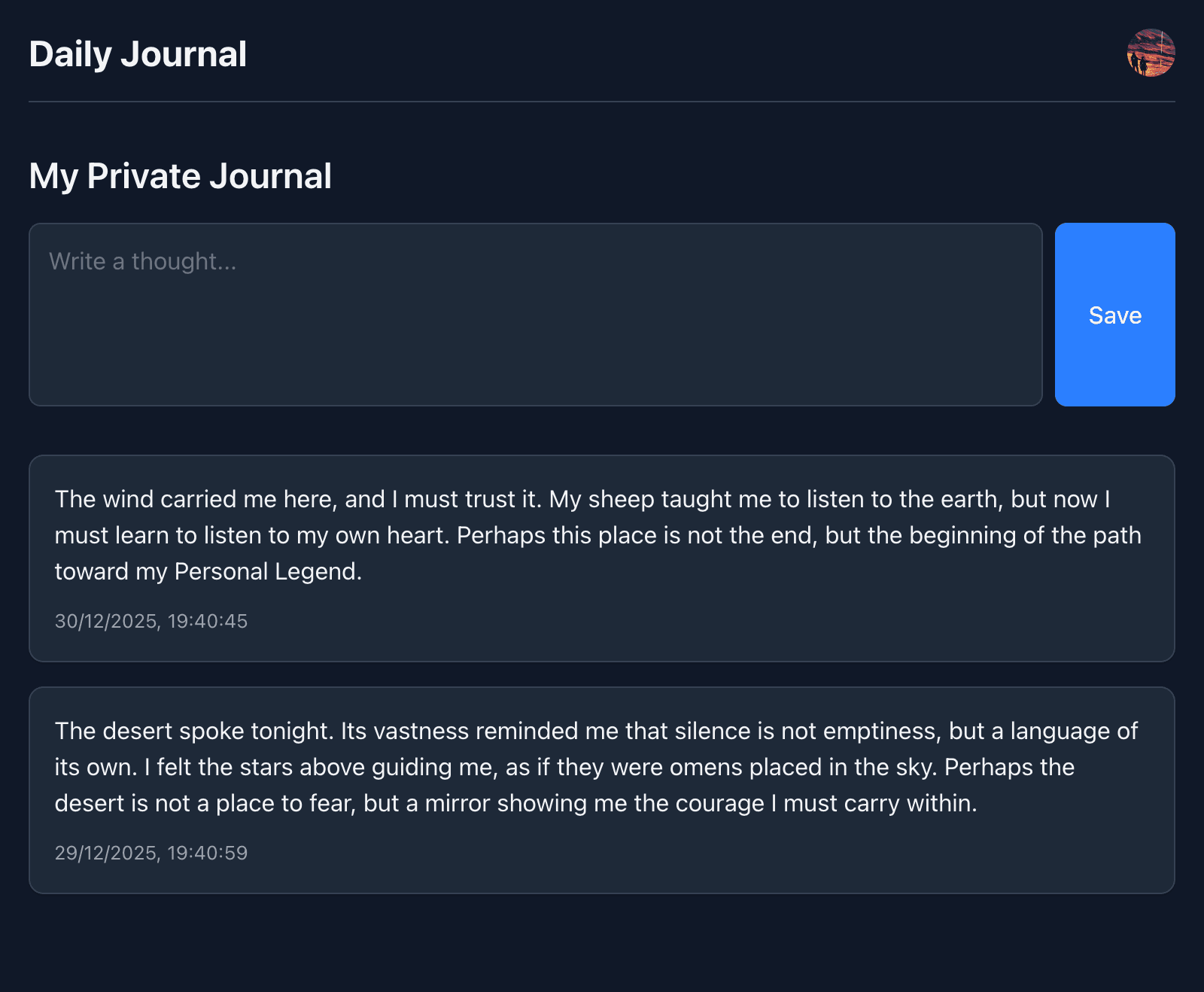 Journal app demo