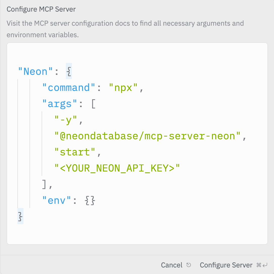 Zed add Neon Local MCP server